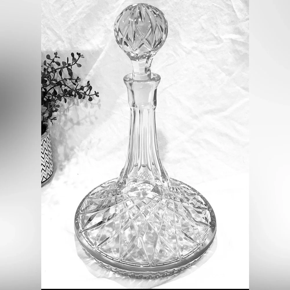 Waterford Lismore Etched Crystal Detailed Ships Decanter w Stopper | EUC